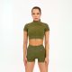 Khaki zöld bordázott crop top